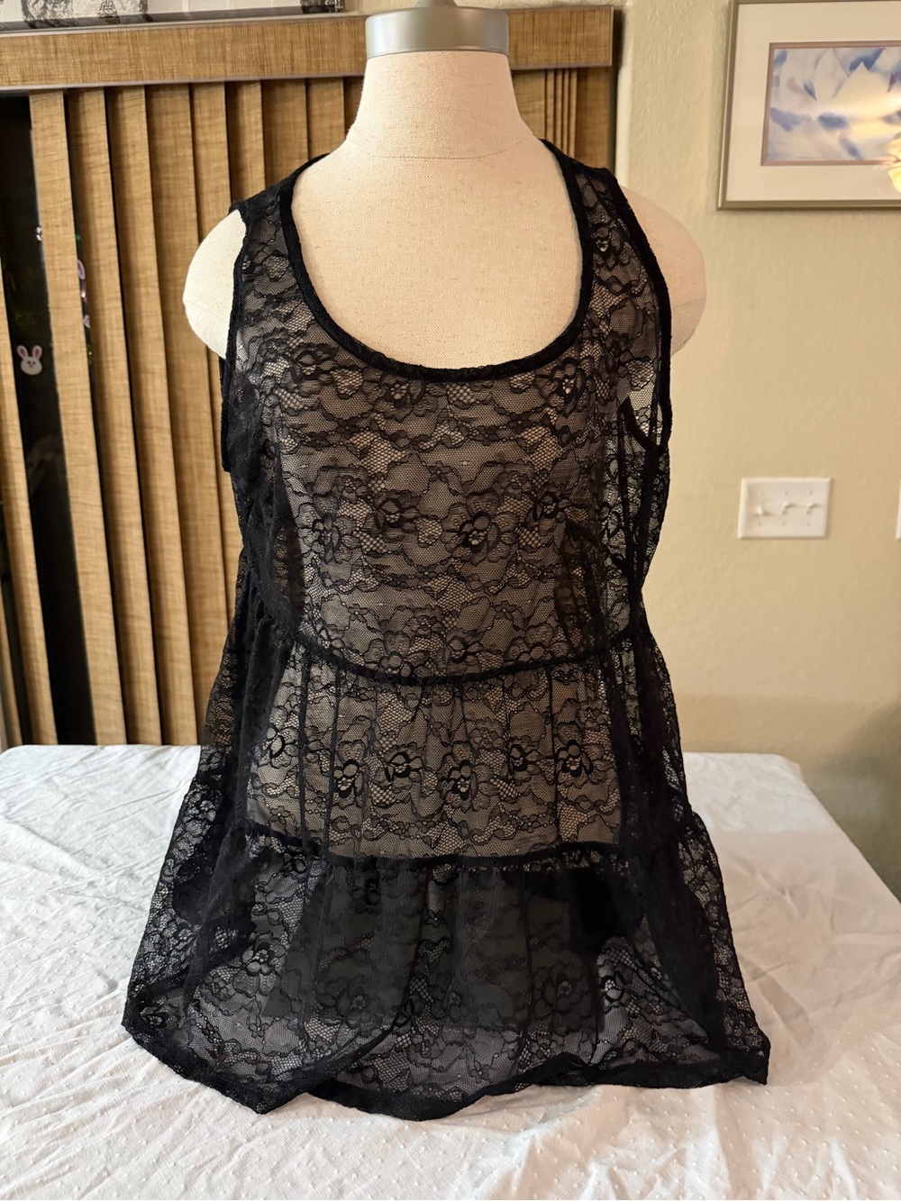 torrid Black Lace Tiered Sheer Tank